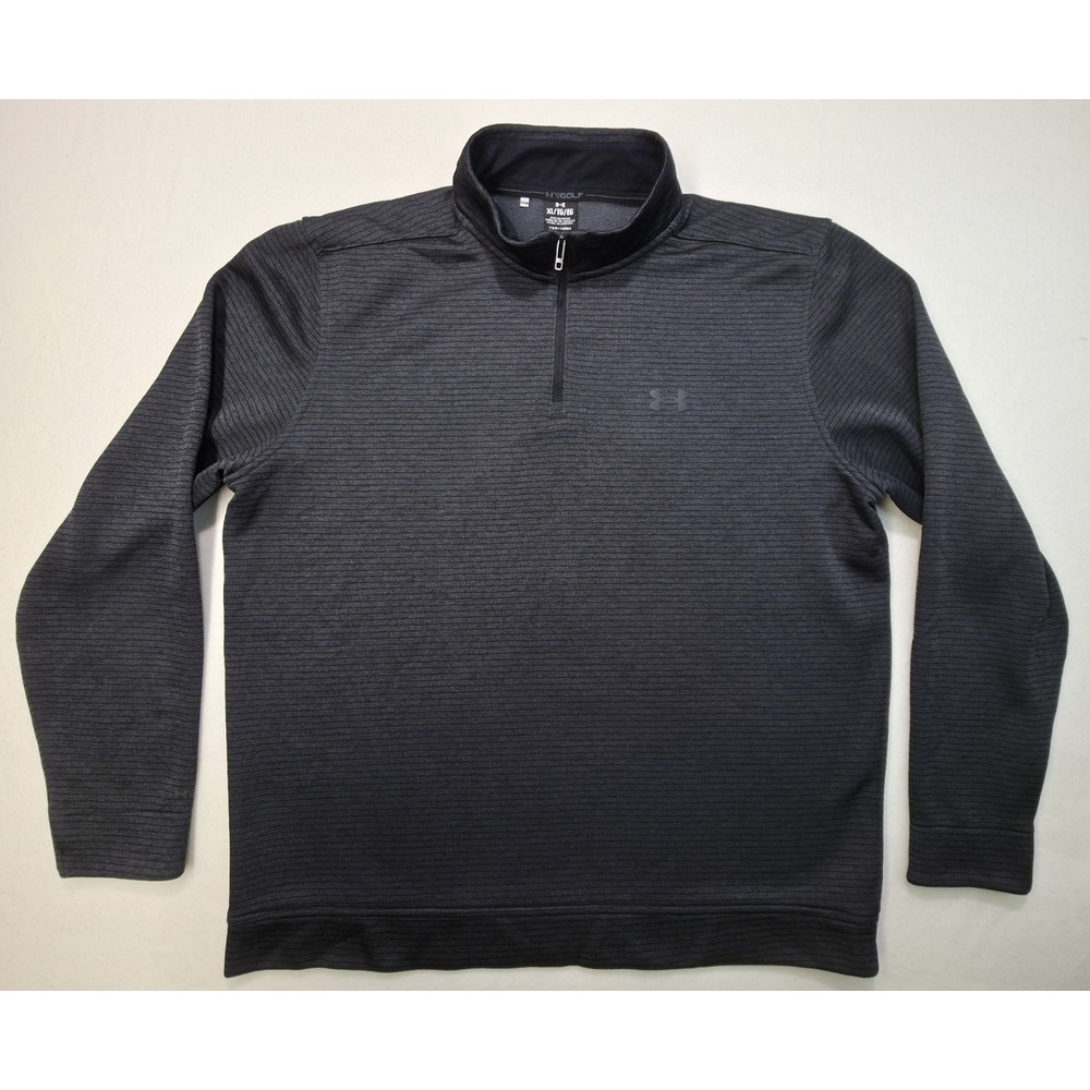 Actual Under Armour Golf Pullover Mens Storm Gray Black‎ 1/4 Zip Fleece Jacket